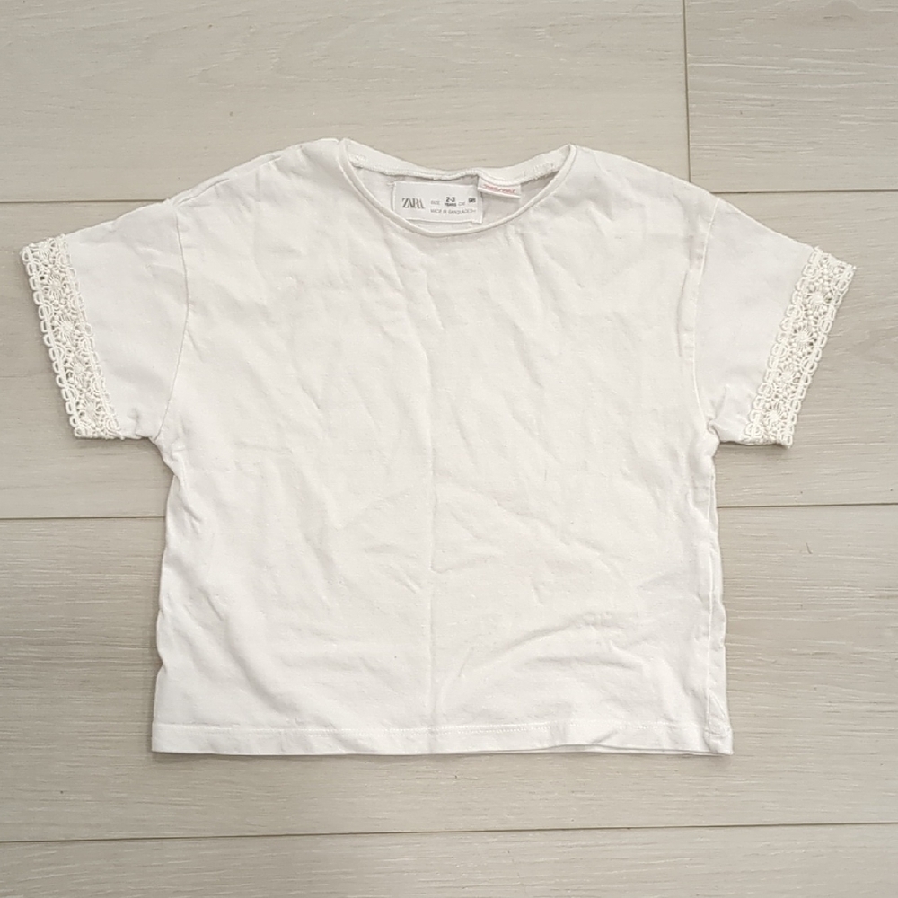 White Lace Trim Kids Shirt Zara 2-3 NWOT